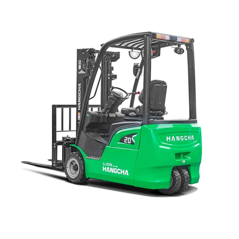 Rear left angle view of 2.5t Hangcha electric forklift from the X series