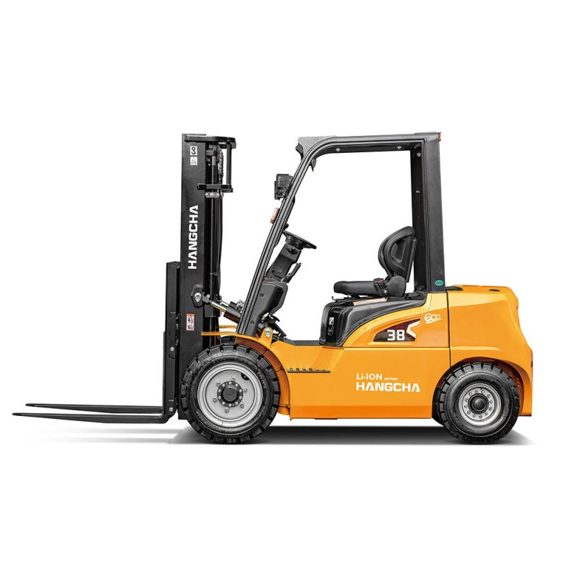 Side view of Hangcha 1.5–3.8t XE Series Electric Forklift Truck with Li-ion battery