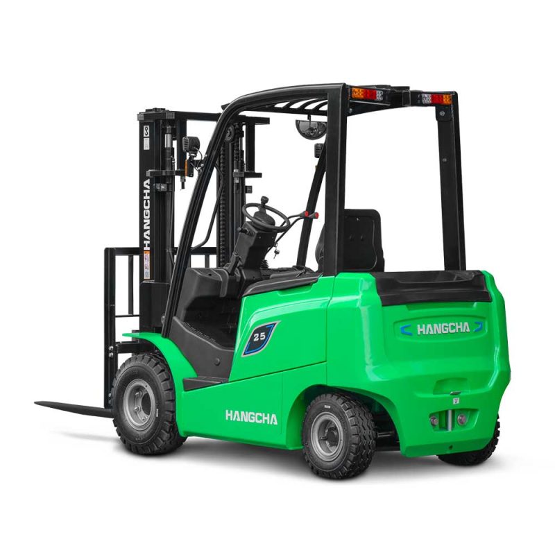 Rear left view of 1.5–3.5t AE Series electric forklift with Li-ion battery by Hangcha