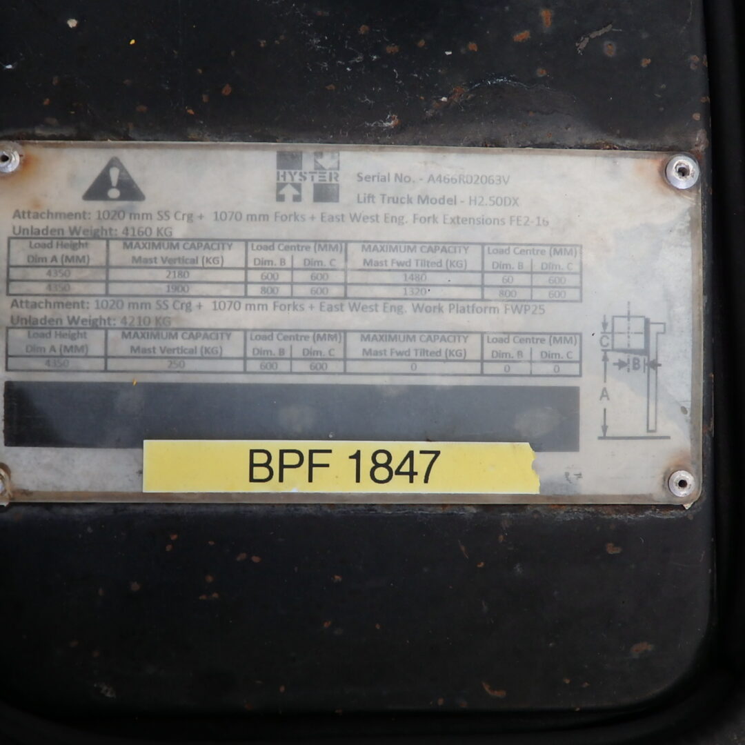 Hyster H2.50XM 2.5 Tonne LPG Forklift Used forklifts Adelaide