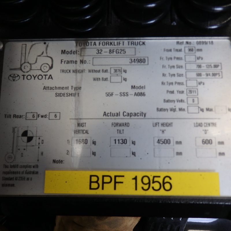 Toyota 2.5 Tonne LPG Forklift - Image 7