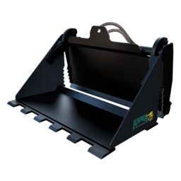 Kanga Rubble Bucket attachment for 2-Series mini loaders, used for clearing rocks and debris from soil, available at BPF Equipment Adelaide.