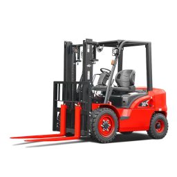 Front angled view of Hangcha X Series forklift with ergonomic cabin and durable mast structure