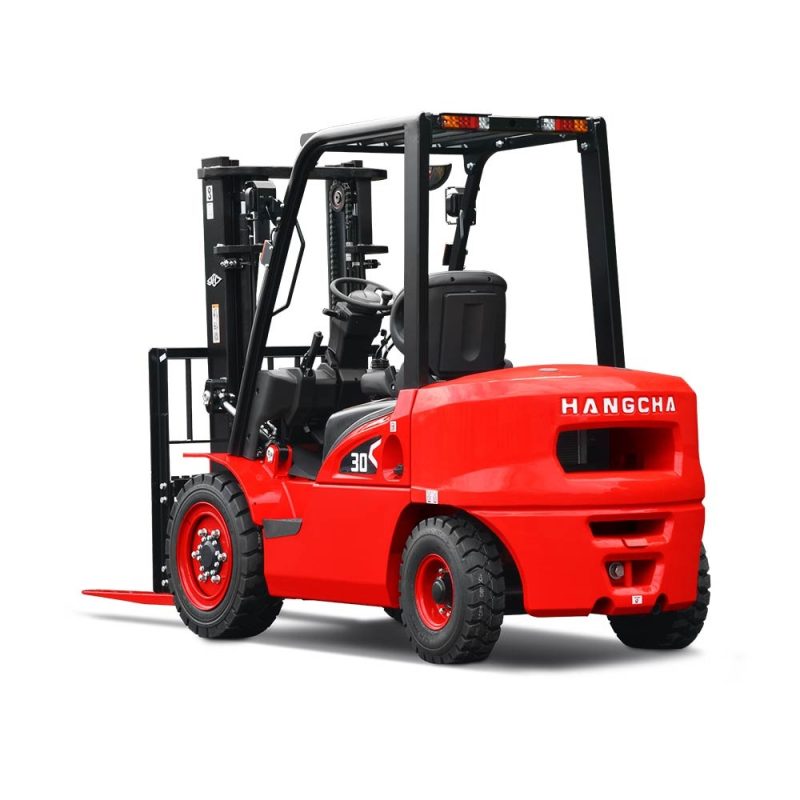 Rear view of 3.0T Hangcha X Series internal combustion forklift showing compact design and safety lights